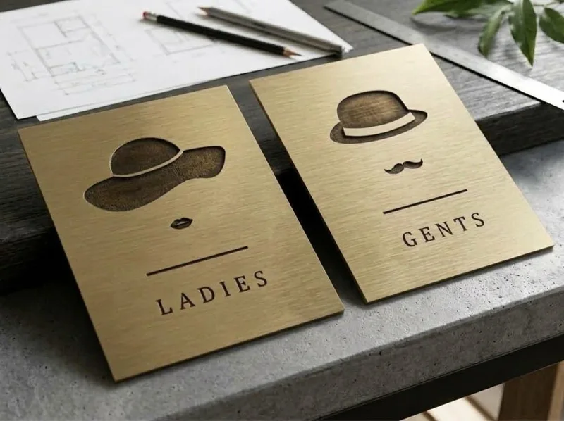 WC01 Eskitme Pirinç / Gold Lüks WC Tabelası
